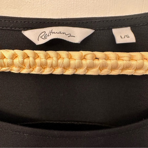 ⭐️ Reitmans Lg Black and Pink Lace Pattern Blouse - Picture 2 of 6